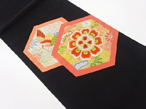 綴れ亀甲に華紋・鳳凰・草花模様織出し名古屋帯